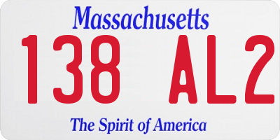 MA license plate 138AL2