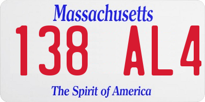 MA license plate 138AL4