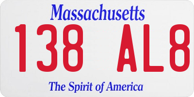 MA license plate 138AL8