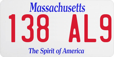 MA license plate 138AL9