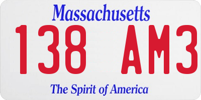 MA license plate 138AM3