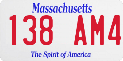 MA license plate 138AM4