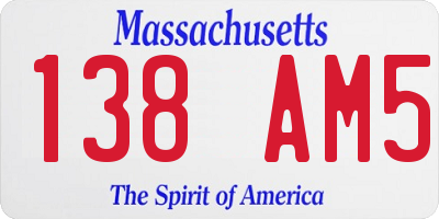 MA license plate 138AM5