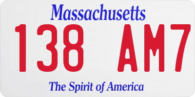 MA license plate 138AM7