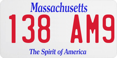 MA license plate 138AM9