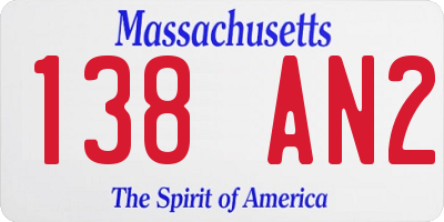 MA license plate 138AN2