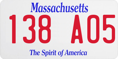MA license plate 138AO5