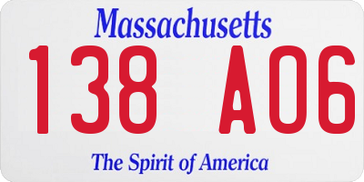 MA license plate 138AO6
