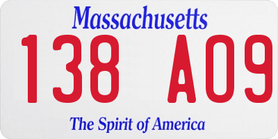 MA license plate 138AO9