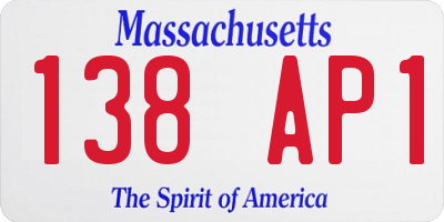 MA license plate 138AP1