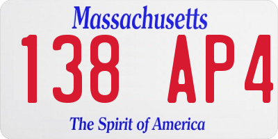MA license plate 138AP4