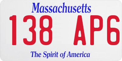 MA license plate 138AP6