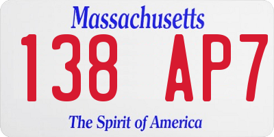 MA license plate 138AP7