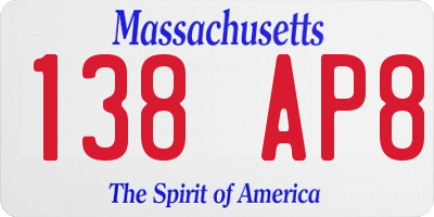 MA license plate 138AP8