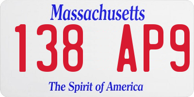 MA license plate 138AP9