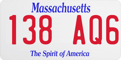 MA license plate 138AQ6