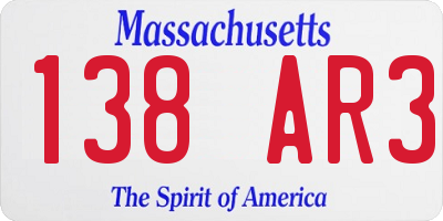 MA license plate 138AR3