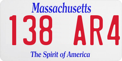 MA license plate 138AR4