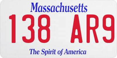 MA license plate 138AR9