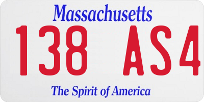MA license plate 138AS4