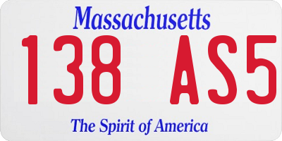 MA license plate 138AS5