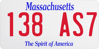 MA license plate 138AS7