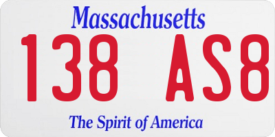MA license plate 138AS8