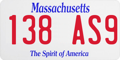 MA license plate 138AS9