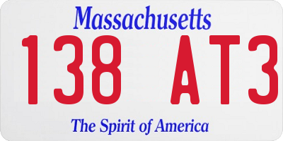 MA license plate 138AT3