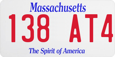 MA license plate 138AT4