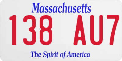 MA license plate 138AU7