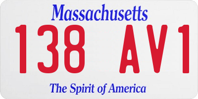 MA license plate 138AV1