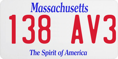 MA license plate 138AV3