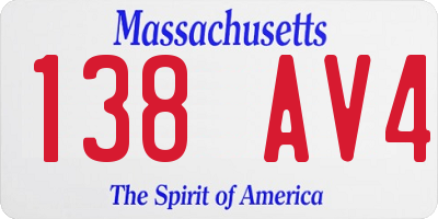 MA license plate 138AV4