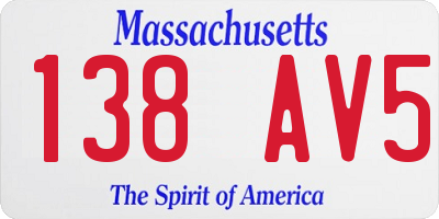 MA license plate 138AV5
