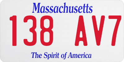 MA license plate 138AV7