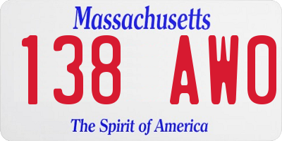 MA license plate 138AW0