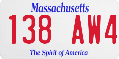 MA license plate 138AW4