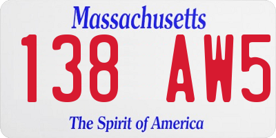 MA license plate 138AW5