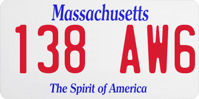 MA license plate 138AW6