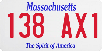 MA license plate 138AX1