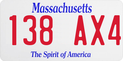 MA license plate 138AX4