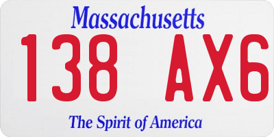 MA license plate 138AX6