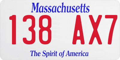 MA license plate 138AX7