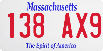 MA license plate 138AX9