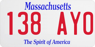 MA license plate 138AY0
