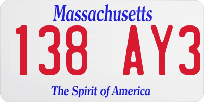 MA license plate 138AY3