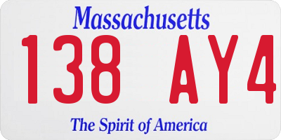 MA license plate 138AY4