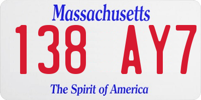 MA license plate 138AY7