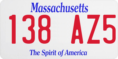 MA license plate 138AZ5